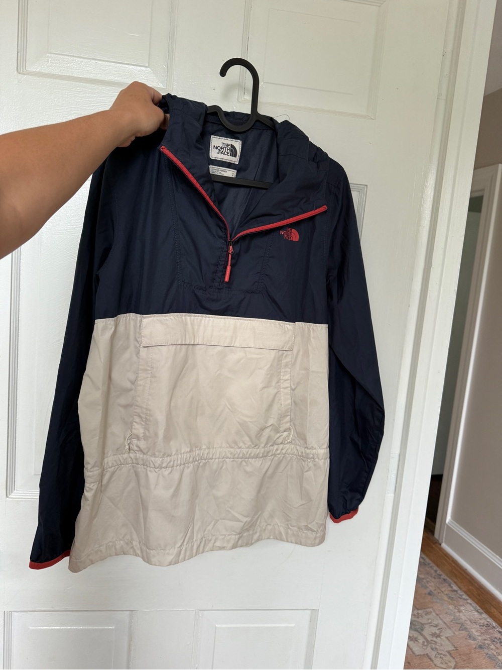 The North Face Navy and Cream Half-Zip Packable Pullover